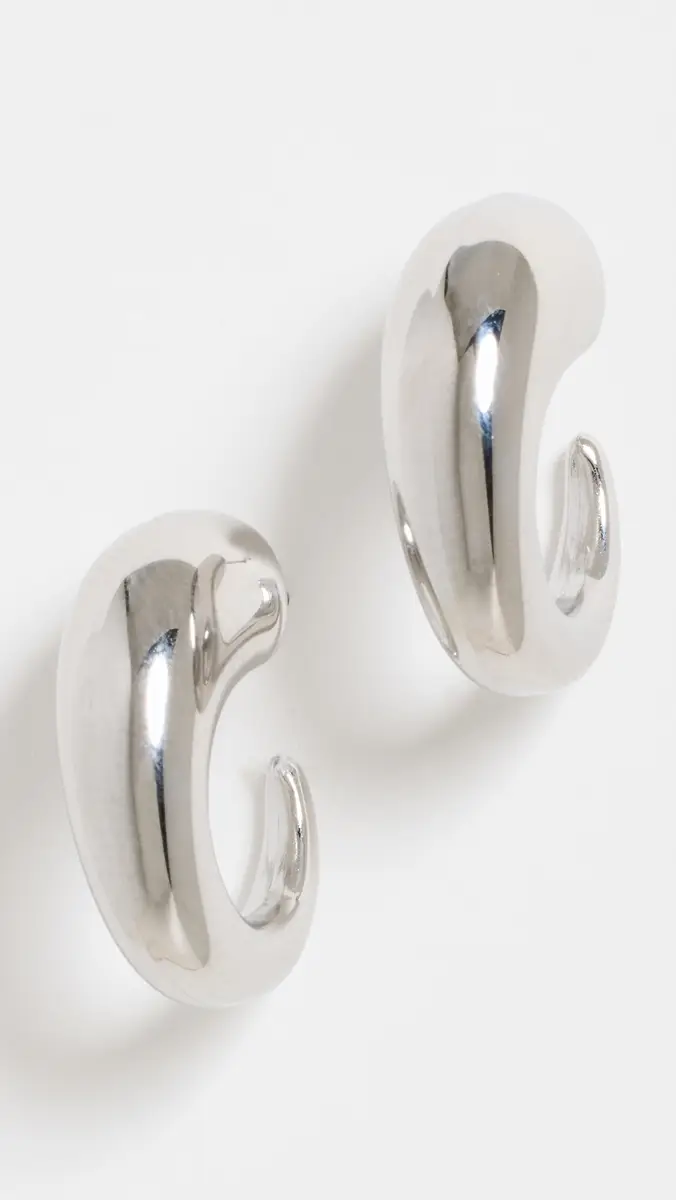 By Adina Eden Solid Bubble Elongated Hoop Earrings | Thumbnail 4