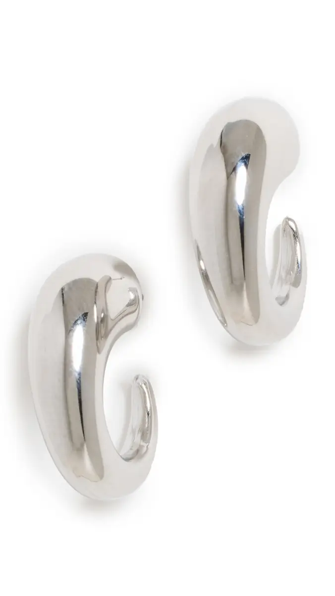 By Adina Eden Solid Bubble Elongated Hoop Earrings | Thumbnail 5