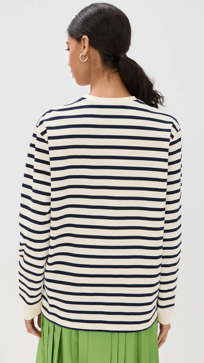 Tibi Striped Perfect Tee Crew Neck | Thumbnail 3 Tibi Striped Perfect Tee Crew Neck | Thumbnail 3