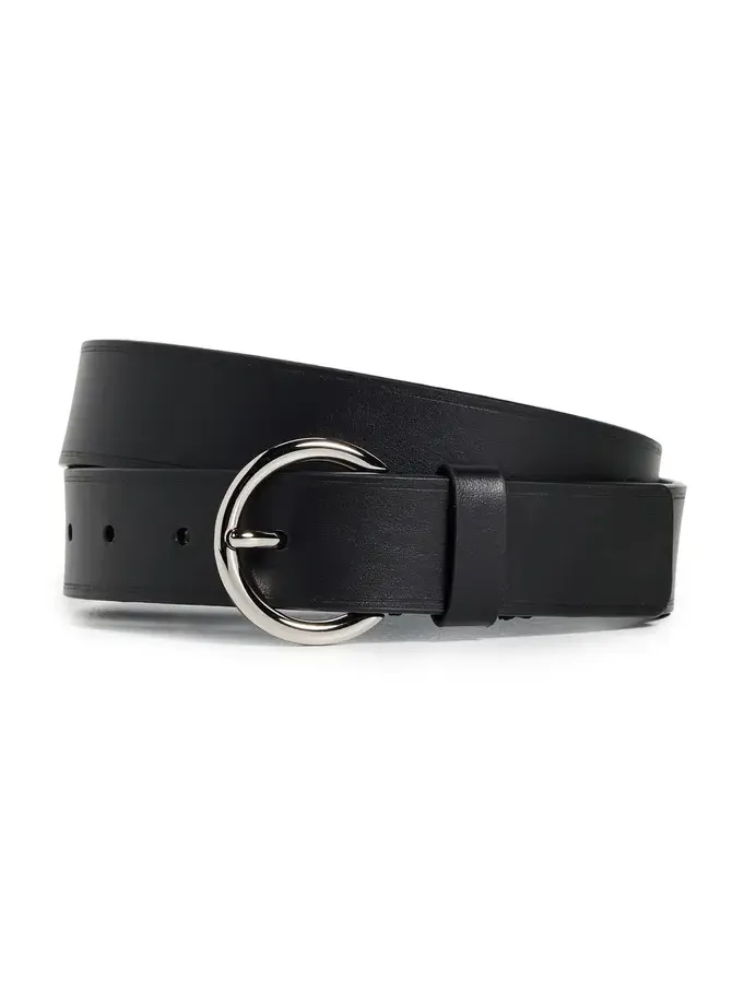 30mm Flat Ring Belt with Heat Crease Black