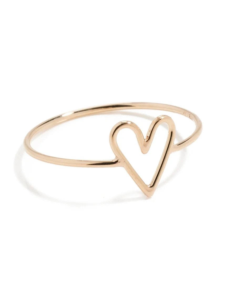 14k Gold Tiny Open Heart Vertical Ring 14k Gold Tiny Open Heart Vertical Ring