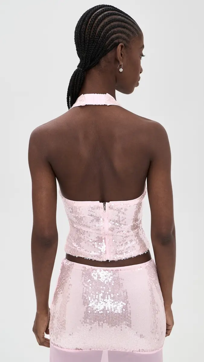 Runaway the Label Adeluna Deep Plunge Halter Top Light Pink | Thumbnail 3 Runaway the Label Adeluna Deep Plunge Halter Top Light Pink | Thumbnail 3