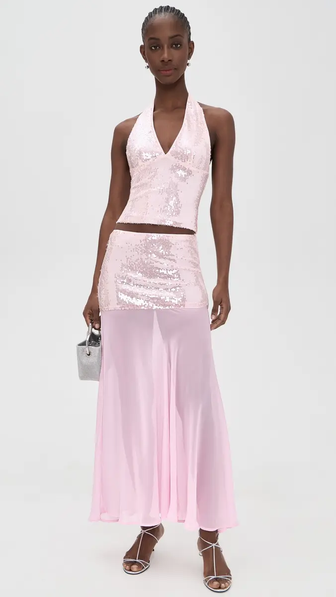 Runaway the Label Adeluna Deep Plunge Halter Top Light Pink | Thumbnail 5 Runaway the Label Adeluna Deep Plunge Halter Top Light Pink | Thumbnail 5