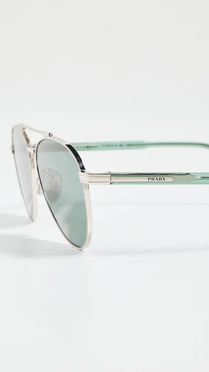 Prada PR A58S Aviator Sunglasses Silver One Size | Thumbnail 6 Prada PR A58S Aviator Sunglasses Silver One Size | Thumbnail 6