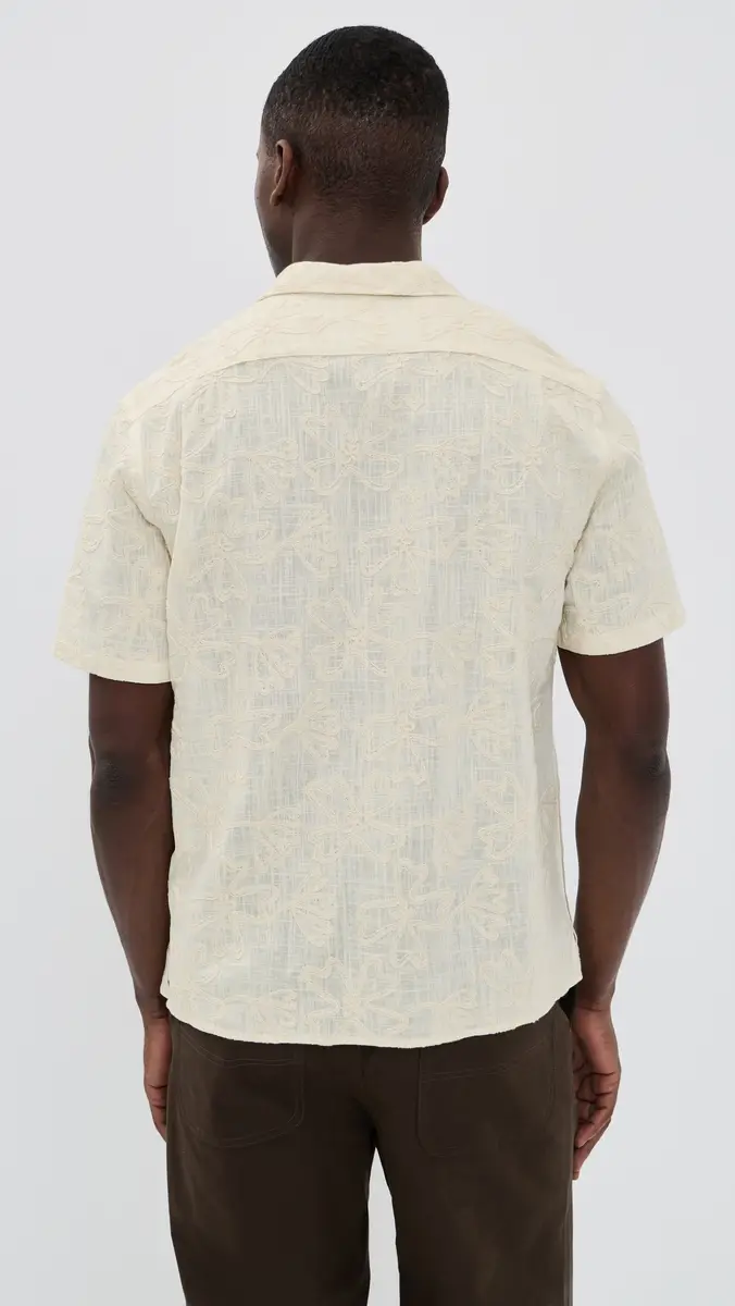 Vince Embroidered Floral Short Sleeve Cabana Shirt | Thumbnail 3 Vince Embroidered Floral Short Sleeve Cabana Shirt | Thumbnail 3