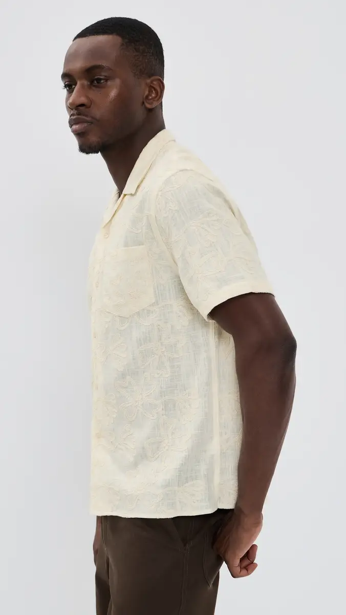 Vince Embroidered Floral Short Sleeve Cabana Shirt | Thumbnail 4 Vince Embroidered Floral Short Sleeve Cabana Shirt | Thumbnail 4