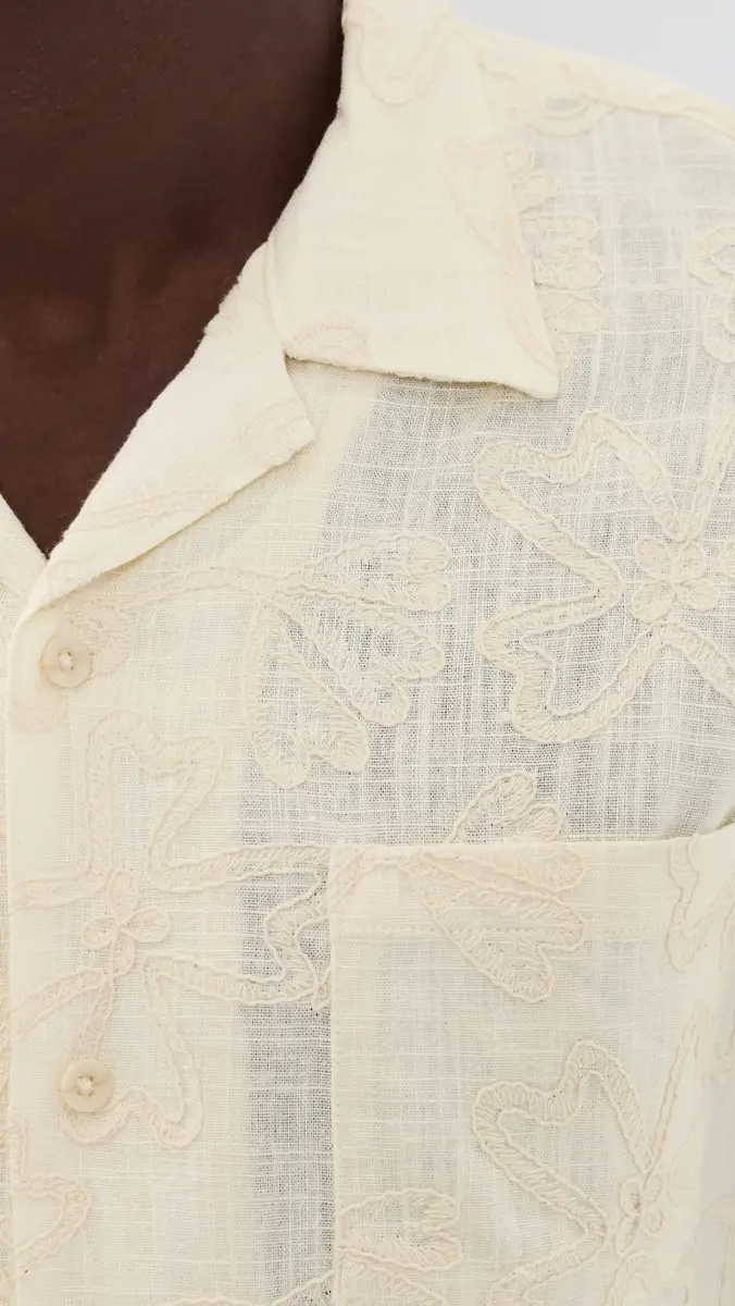 Vince Embroidered Floral Short Sleeve Cabana Shirt | Thumbnail 6 Vince Embroidered Floral Short Sleeve Cabana Shirt | Thumbnail 6