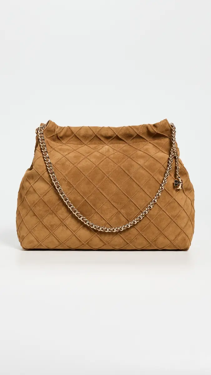 Tory Burch Fleming Suede Hobo Bag Chicory Brown One Size | Thumbnail 2 Tory Burch Fleming Suede Hobo Bag Chicory Brown One Size | Thumbnail 2