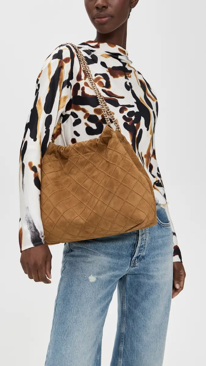 Tory Burch Fleming Suede Hobo Bag Chicory Brown One Size | Thumbnail 3 Tory Burch Fleming Suede Hobo Bag Chicory Brown One Size | Thumbnail 3