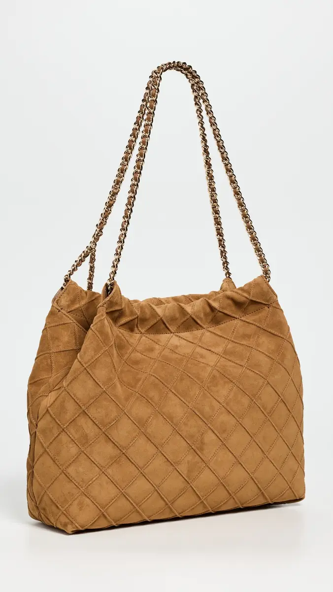 Tory Burch Fleming Suede Hobo Bag Chicory Brown One Size | Thumbnail 4 Tory Burch Fleming Suede Hobo Bag Chicory Brown One Size | Thumbnail 4