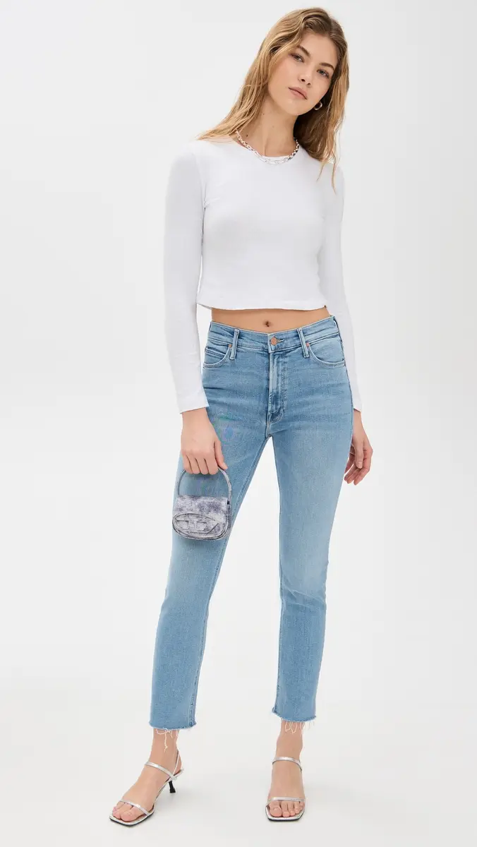Mother Mid Rise Dazzler Ankle Fray Jeans | Thumbnail 5 Mother Mid Rise Dazzler Ankle Fray Jeans | Thumbnail 5