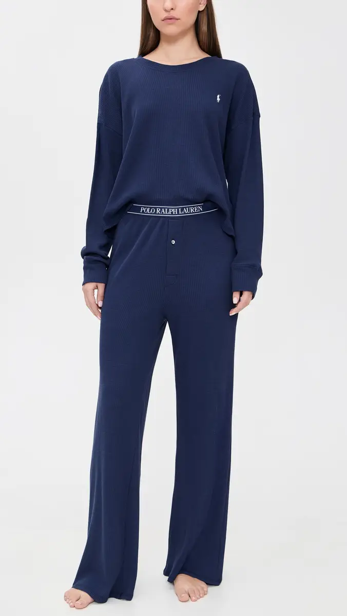 Polo Ralph Lauren Crew Neck Wide Leg Pants Pajama Set | Thumbnail 2 Polo Ralph Lauren Crew Neck Wide Leg Pants Pajama Set | Thumbnail 2