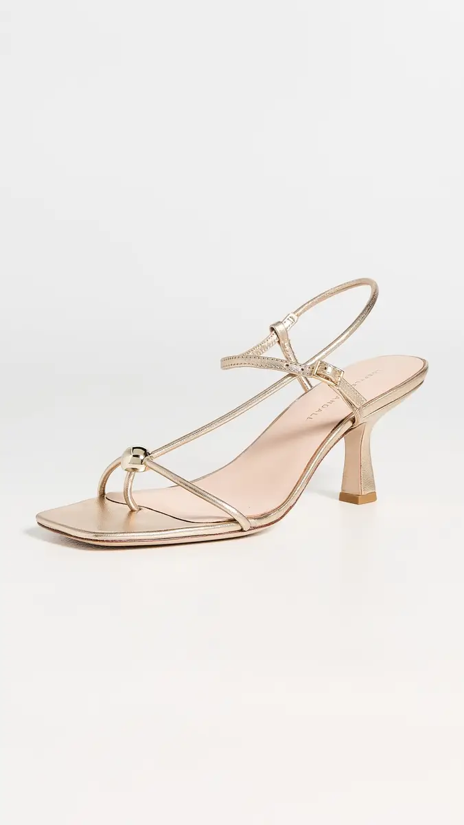 Loeffler Randall Triana Strappy Mid-Heel Sandals with Ball Champagne | Thumbnail 2 Loeffler Randall Triana Strappy Mid-Heel Sandals with Ball Champagne | Thumbnail 2