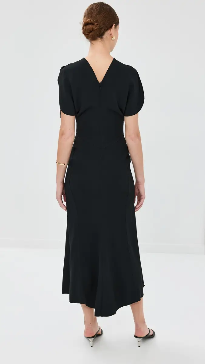 Victoria Beckham Gathered Waist Midi Dress | Thumbnail 3 Victoria Beckham Gathered Waist Midi Dress | Thumbnail 3