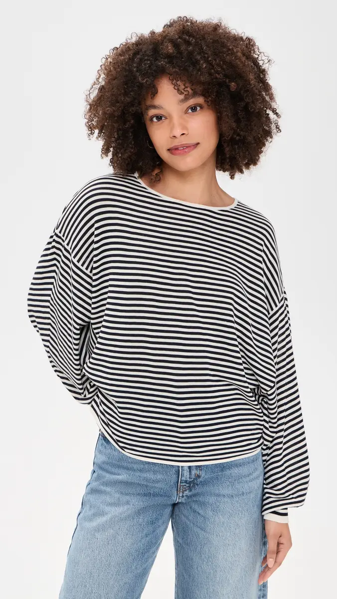 FRAME The Stripe Slouchy Sweater Cream Multi | Thumbnail 2