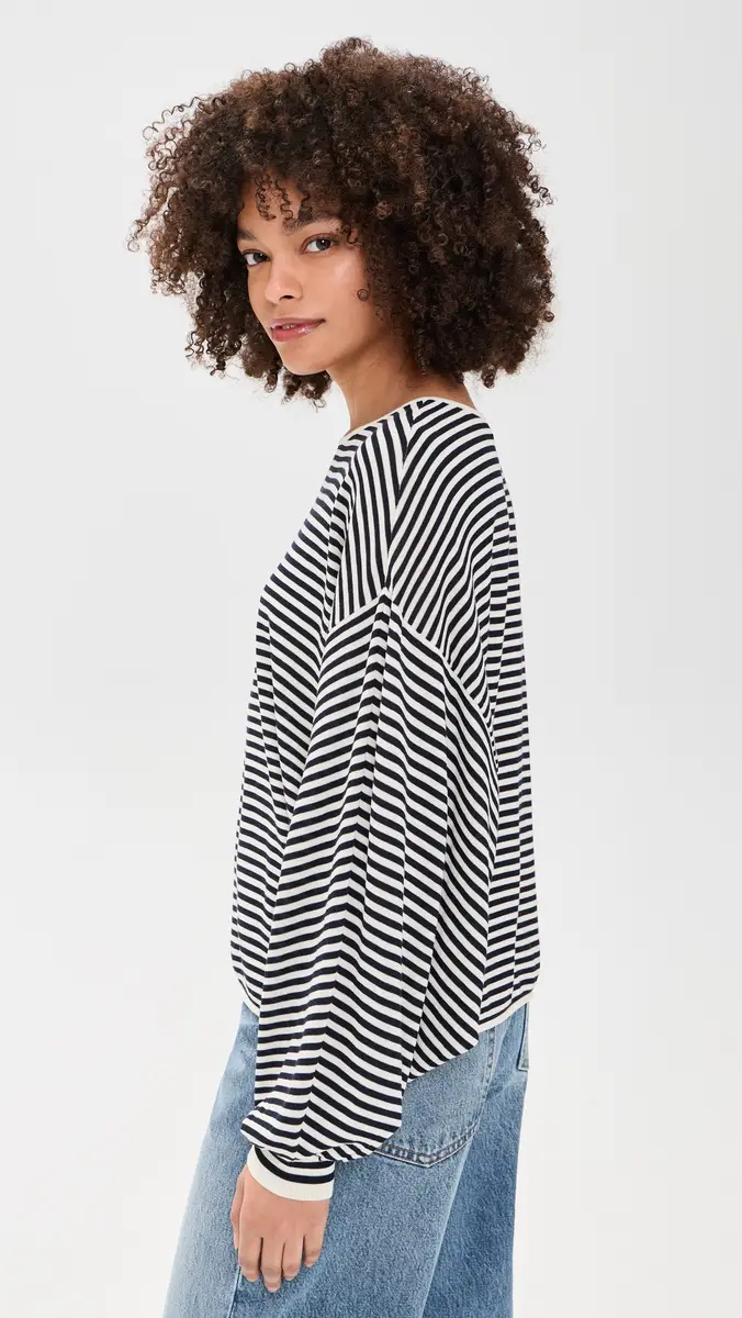 FRAME The Stripe Slouchy Sweater Cream Multi | Thumbnail 4
