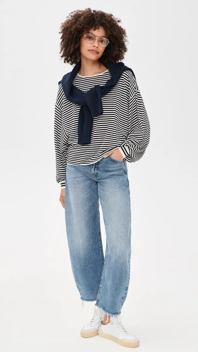 FRAME The Stripe Slouchy Sweater Cream Multi | Thumbnail 5
