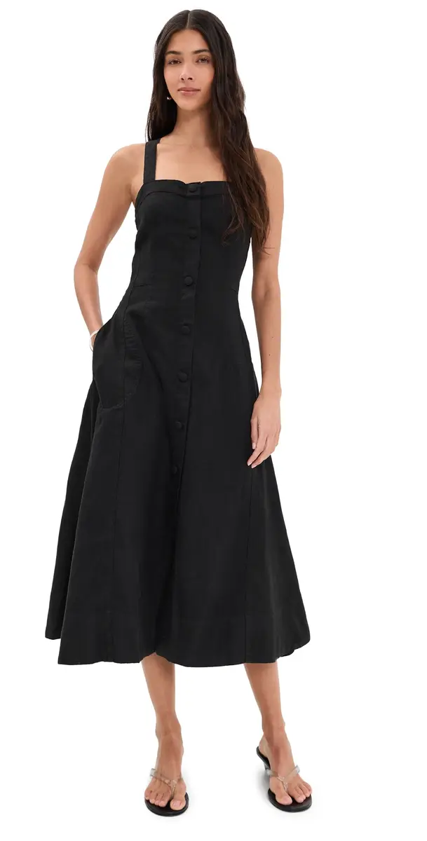 DL1961 Danika Linen Midi Dress Black Linen | Image 1 DL1961 Danika Linen Midi Dress Black Linen | Image 1