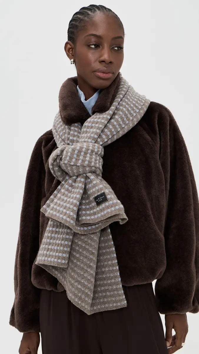 rag & bone Joni Waffle Scarf Blbrn One Size | Thumbnail 3