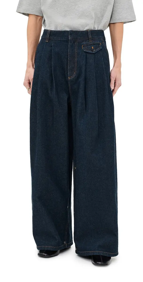 Tibi Petite Indigo Denim Triple Pleat Jeans Indigo | Image 1 Tibi Petite Indigo Denim Triple Pleat Jeans Indigo | Image 1