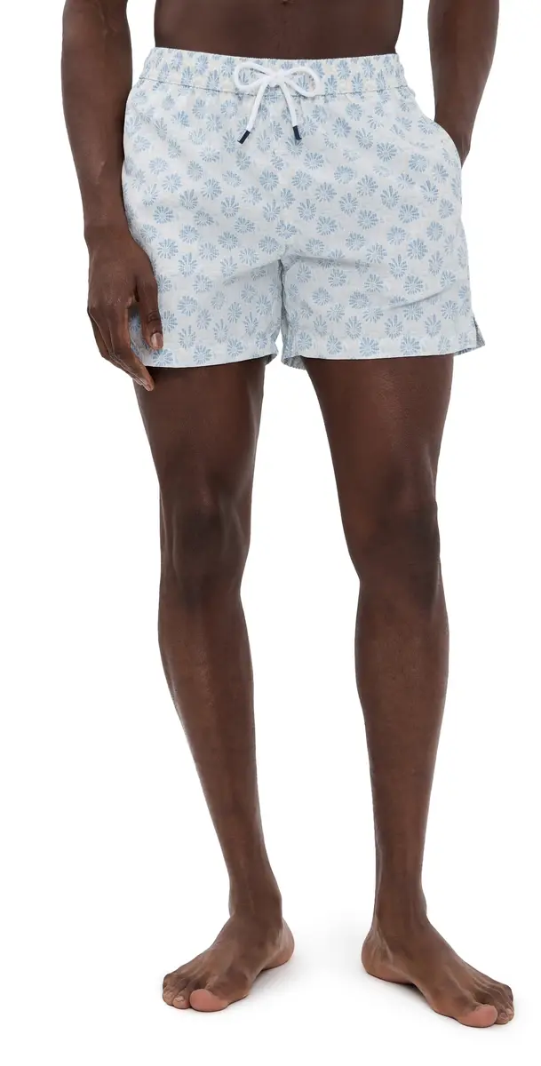 Fedeli Madeira Swim Trunks 5 Blue/Beige Floral | Image 1 Fedeli Madeira Swim Trunks 5 Blue/Beige Floral | Image 1
