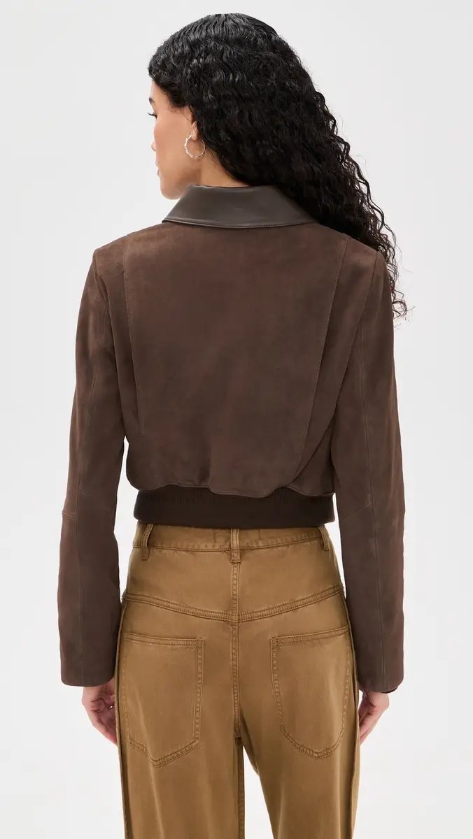 Vince Suede Shrunken Bomber Willow | Thumbnail 3 Vince Suede Shrunken Bomber Willow | Thumbnail 3