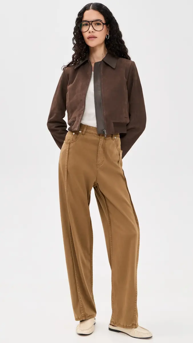 Vince Suede Shrunken Bomber Willow | Thumbnail 5 Vince Suede Shrunken Bomber Willow | Thumbnail 5