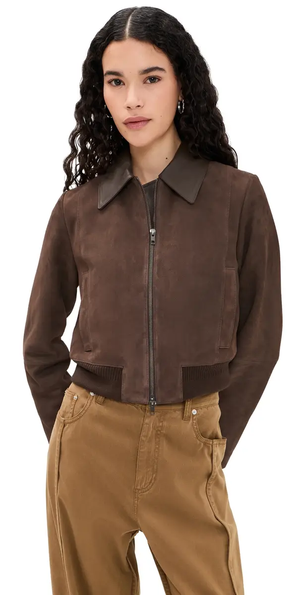 Suede Shrunken Bomber Willow Suede Shrunken Bomber Willow