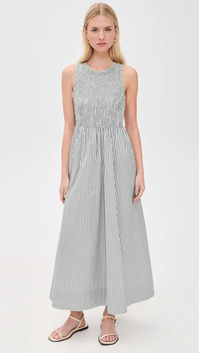 Marine Layer Darcy Smocked Poplin Dress Navy Stripe | Thumbnail 2