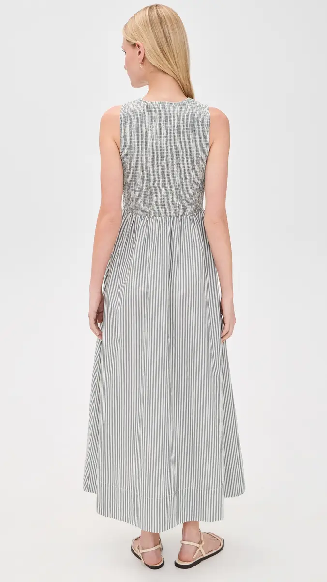 Marine Layer Darcy Smocked Poplin Dress Navy Stripe | Thumbnail 3