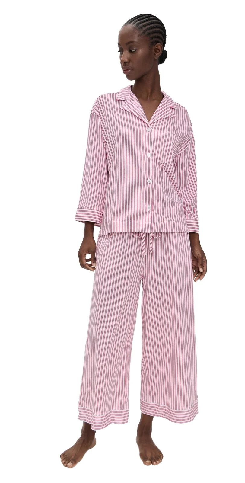 Luxe Pima Antique Ticking Wide Leg Pajama Set Luxe Pima Antique Ticking Wide Leg Pajama Set