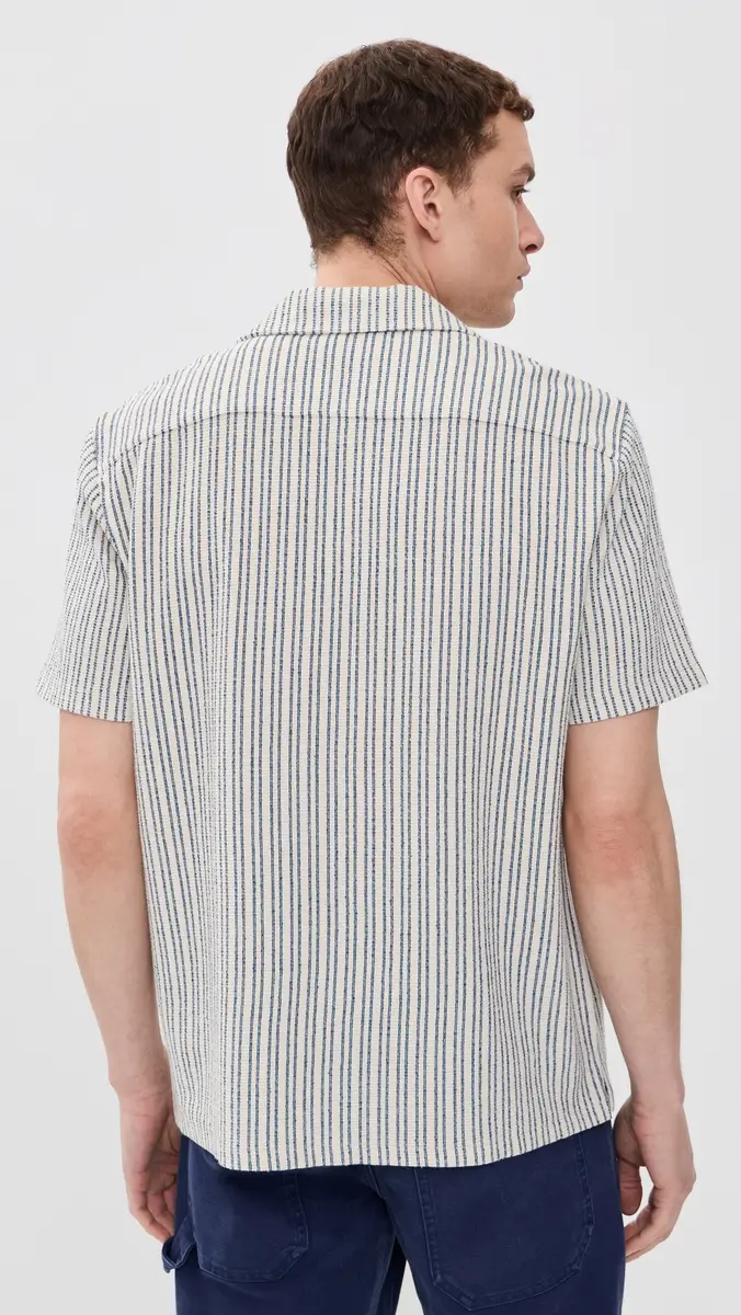 Faherty Oasis Knit Camp Shirt hore Navy Stripe | Thumbnail 3 Faherty Oasis Knit Camp Shirt hore Navy Stripe | Thumbnail 3