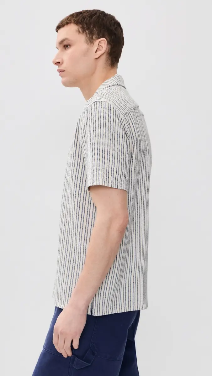 Faherty Oasis Knit Camp Shirt hore Navy Stripe | Thumbnail 4 Faherty Oasis Knit Camp Shirt hore Navy Stripe | Thumbnail 4