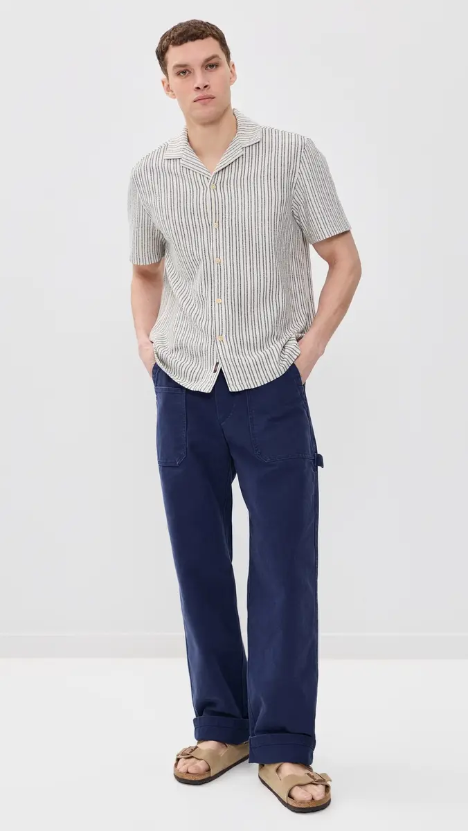 Faherty Oasis Knit Camp Shirt hore Navy Stripe | Thumbnail 5 Faherty Oasis Knit Camp Shirt hore Navy Stripe | Thumbnail 5