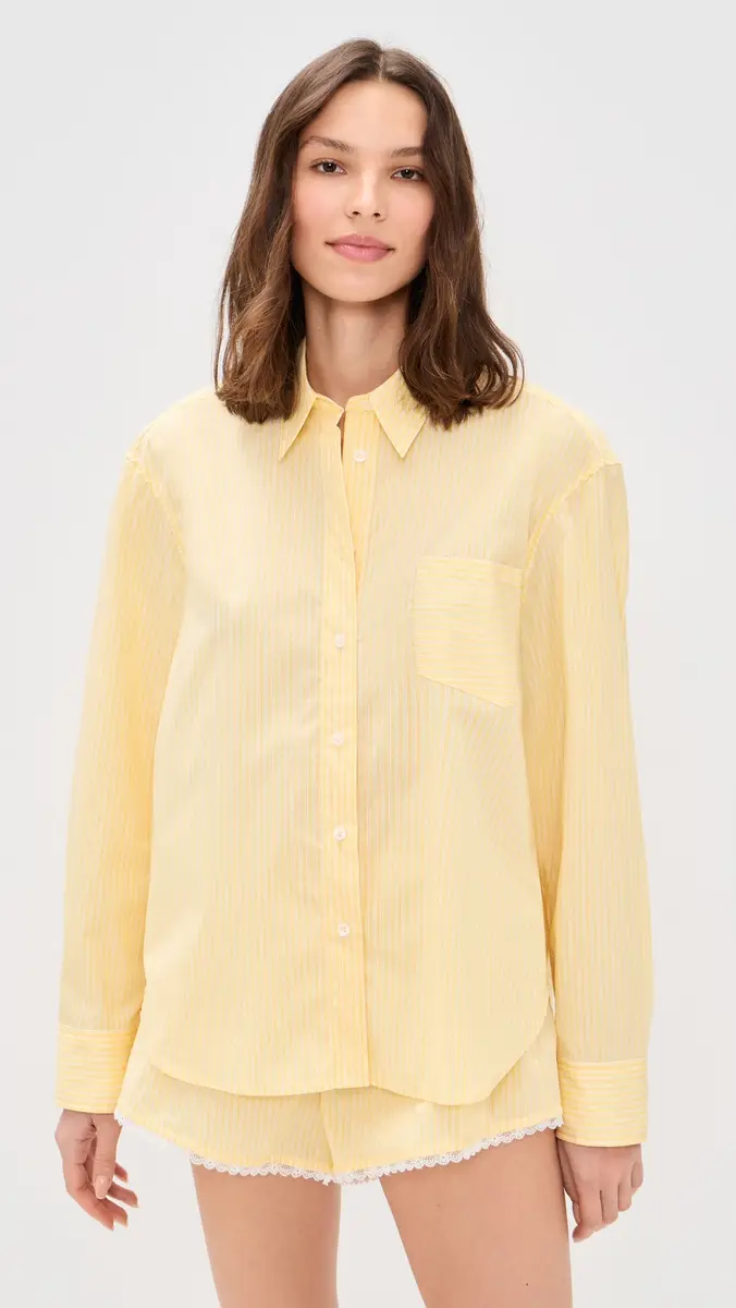 Good American Poplin Classic Boxy Shirt Butterbeam Stripe | Thumbnail 2