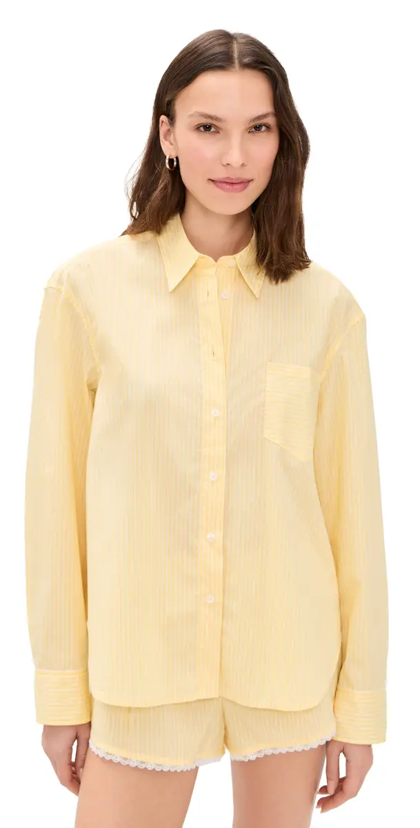 Good American Poplin Classic Boxy Shirt Butterbeam tripe | Image 1 Good American Poplin Classic Boxy Shirt Butterbeam tripe | Image 1