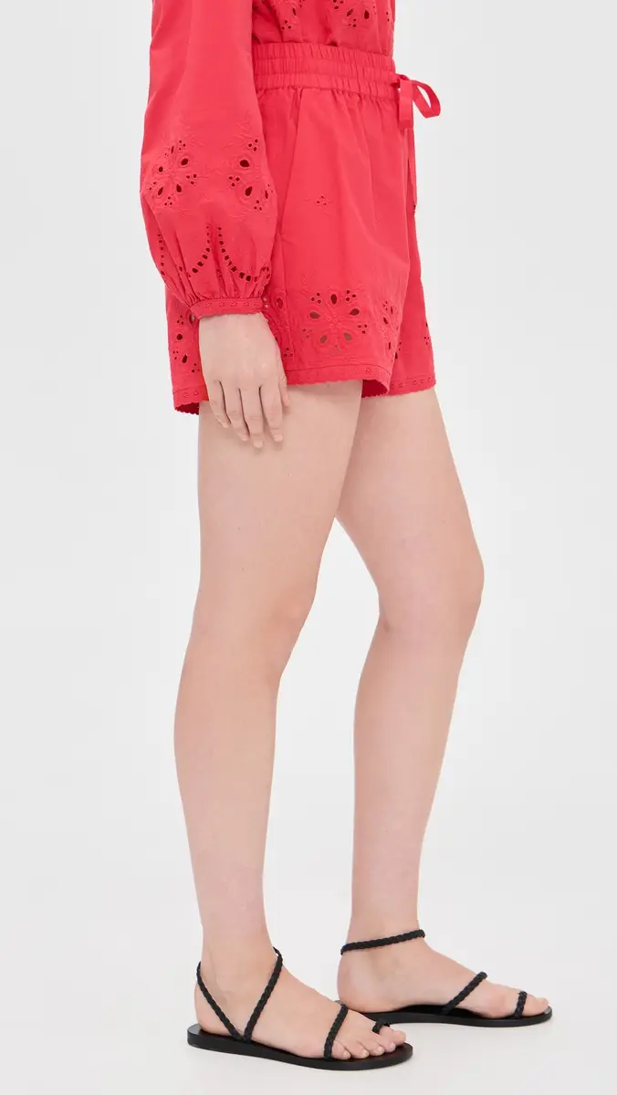 CAMI NYC Jomi Mid Rise Cotton Shorts Candy Apple | Thumbnail 4