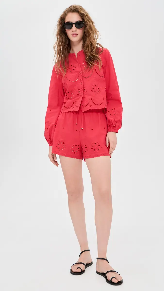 CAMI NYC Jomi Mid Rise Cotton Shorts Candy Apple | Thumbnail 5