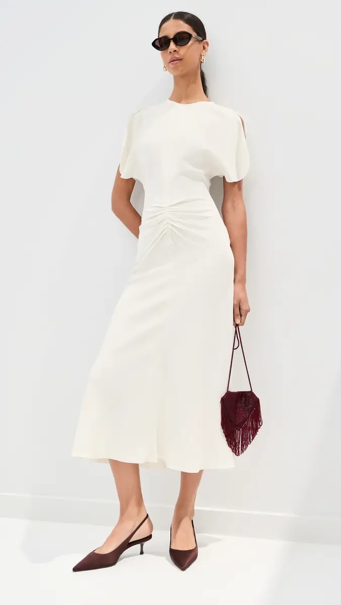 Victoria Beckham Bela Midi Dress (Bright) | Thumbnail 2 Victoria Beckham Bela Midi Dress (Bright) | Thumbnail 2