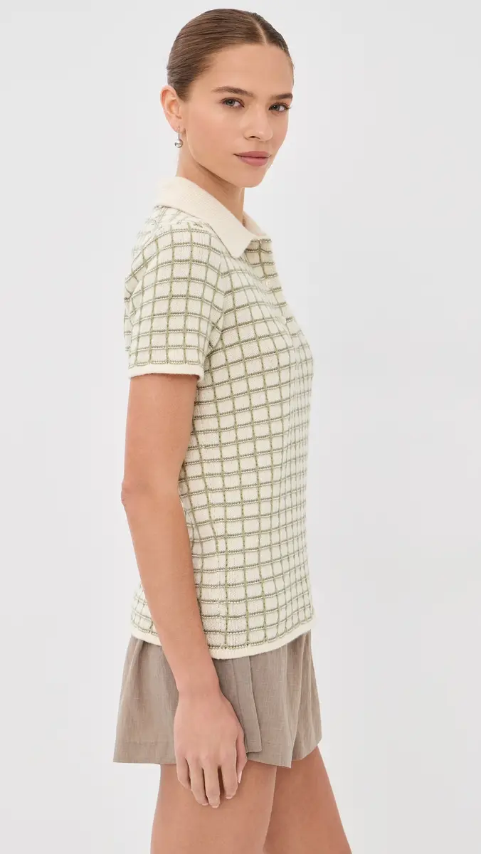 The Elder Statesman Ida Checkered Cashmere Polo oss Check | Thumbnail 4 The Elder Statesman Ida Checkered Cashmere Polo oss Check | Thumbnail 4