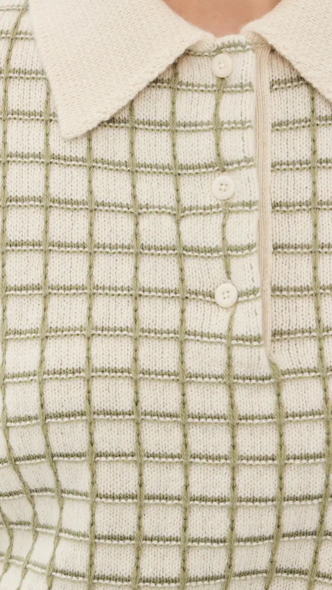 The Elder Statesman Ida Checkered Cashmere Polo oss Check | Thumbnail 6 The Elder Statesman Ida Checkered Cashmere Polo oss Check | Thumbnail 6