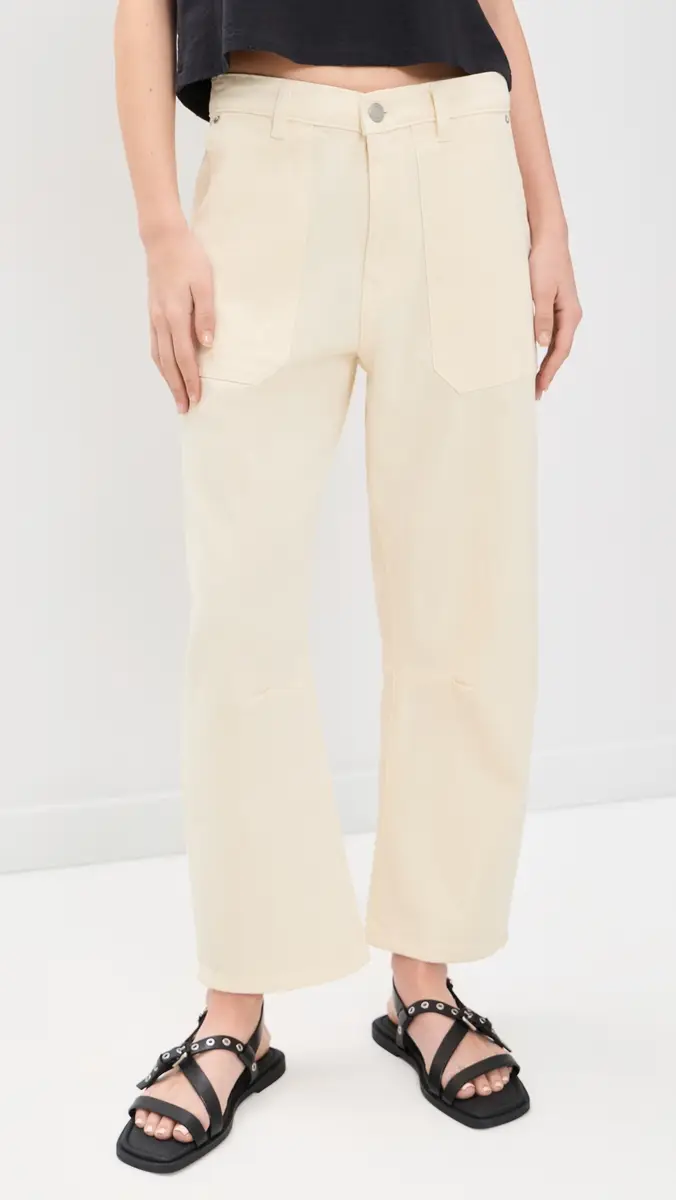 DL1961 Bilie Easy Barrel High Rise Pants Crema | Thumbnail 2 DL1961 Bilie Easy Barrel High Rise Pants Crema | Thumbnail 2