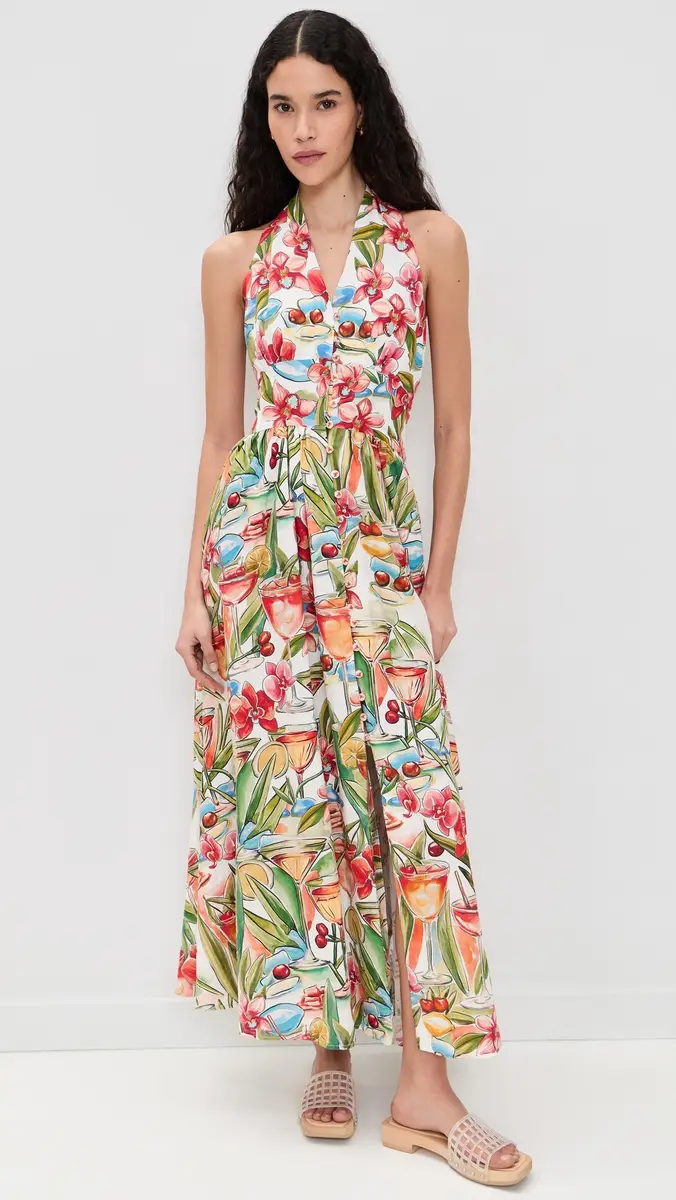 FARM Rio Cocktail Halter Maxi Dress Cocktail Off-White | Thumbnail 2 FARM Rio Cocktail Halter Maxi Dress Cocktail Off-White | Thumbnail 2