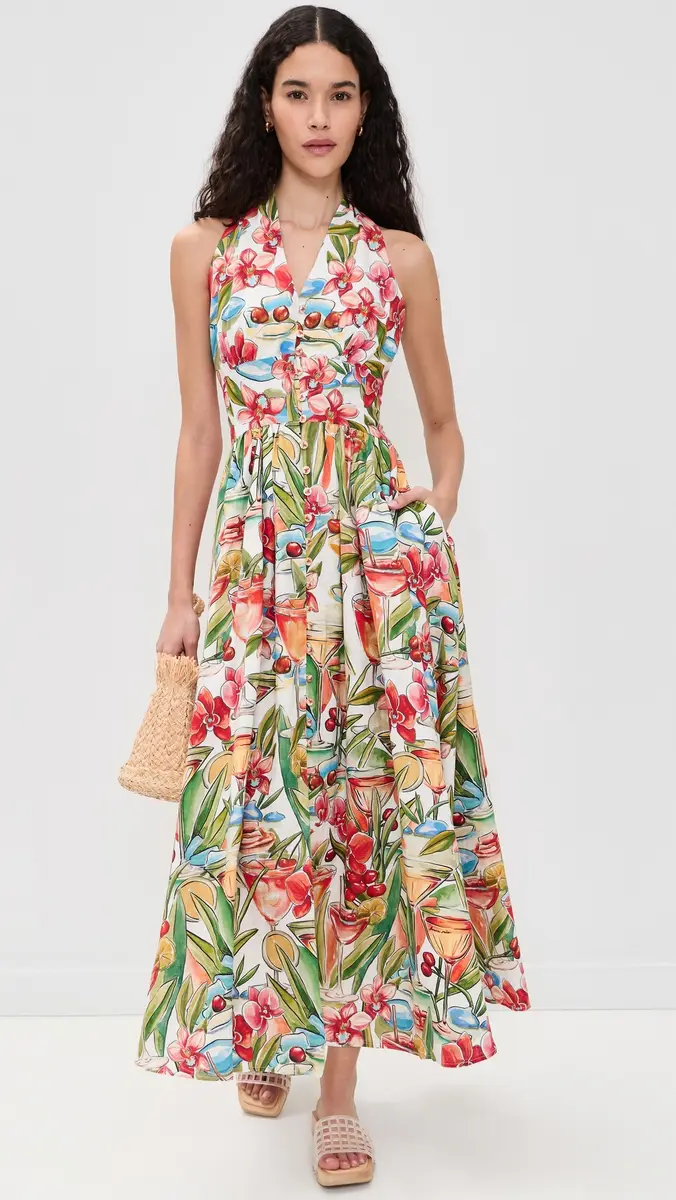 FARM Rio Cocktail Halter Maxi Dress Cocktail Off-White | Thumbnail 5 FARM Rio Cocktail Halter Maxi Dress Cocktail Off-White | Thumbnail 5