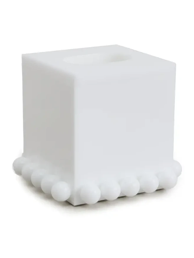Tizo Design Lucite Tissue Box with Lid White Bubble