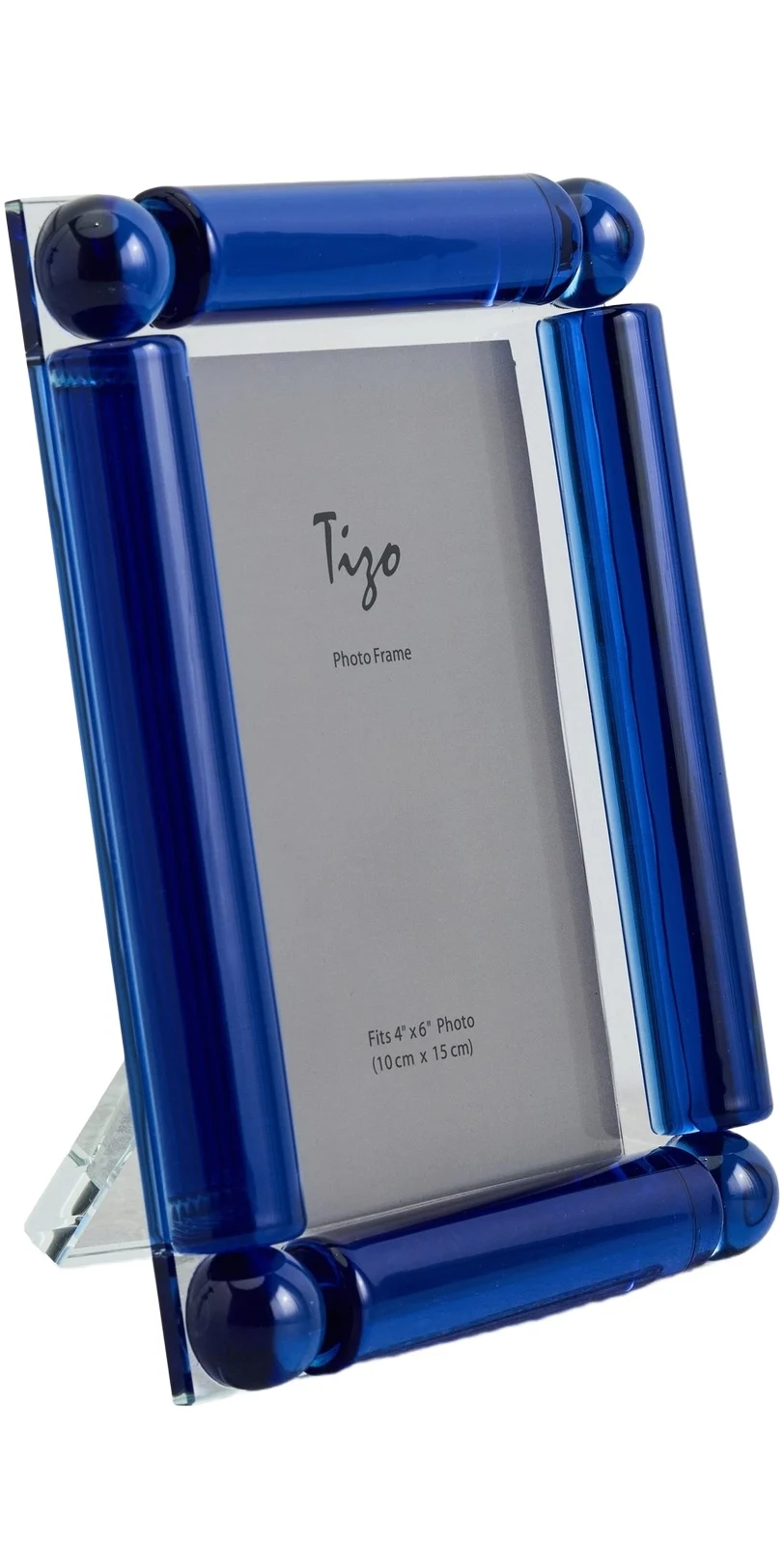 Tizo Design Crystal Glass 4 Corner Ball Blue Frame 4x6