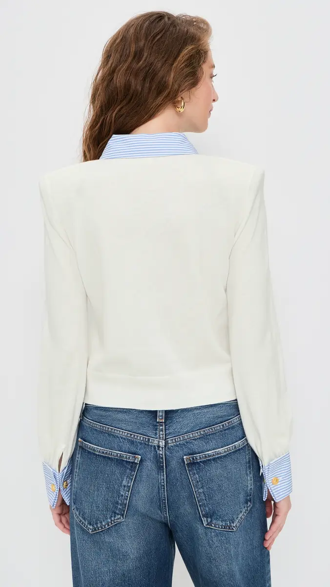 L'AGENCE April Poplin Collar Pullover White/Blue Stripe | Thumbnail 3 L'AGENCE April Poplin Collar Pullover White/Blue Stripe | Thumbnail 3