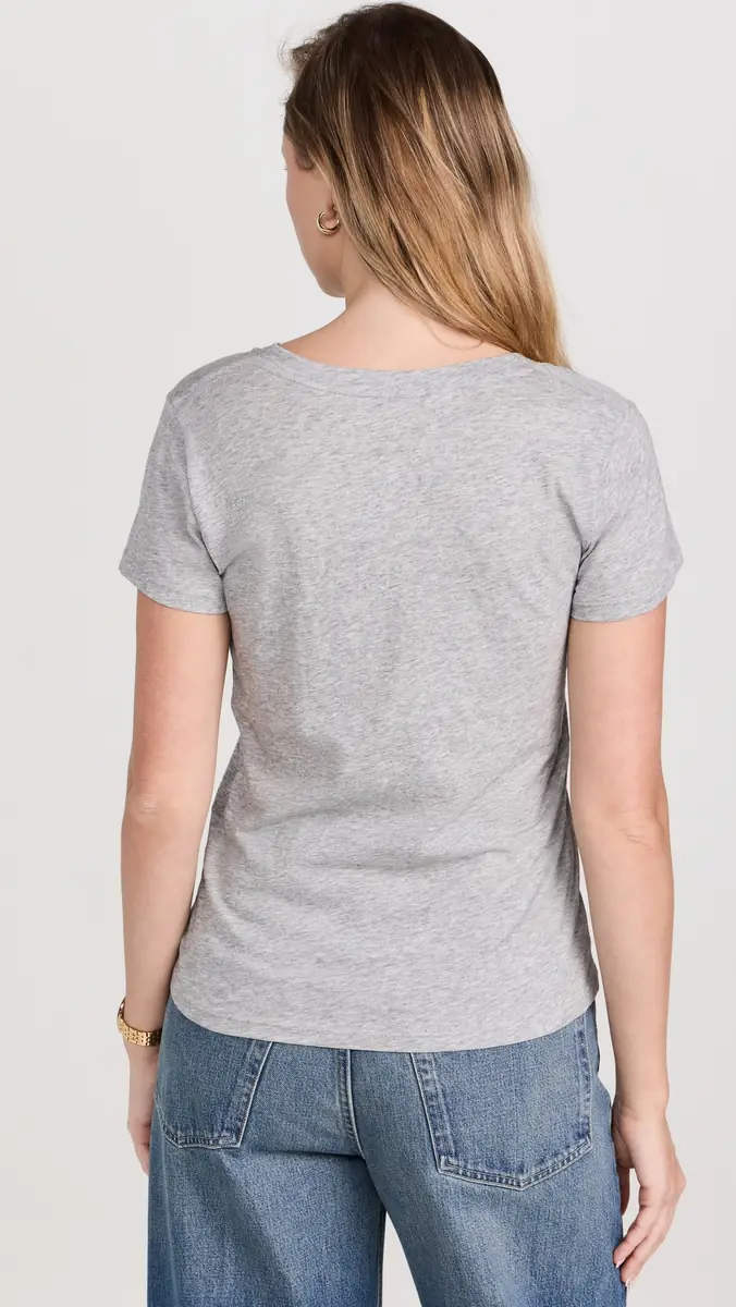 Vince Essential V Neck Tee Heather Grey | Thumbnail 3