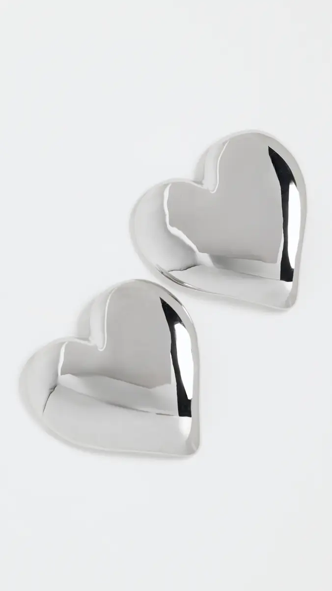 By Adina Eden Puffy Chunky Heart Stud Earrings | Thumbnail 2