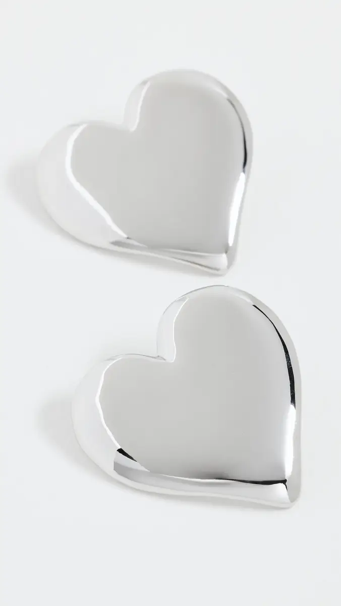 By Adina Eden Puffy Chunky Heart Stud Earrings | Thumbnail 4